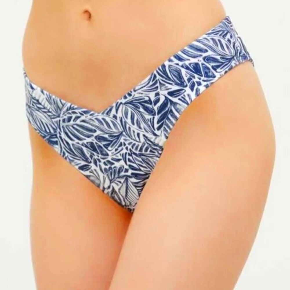 Abercrombie & Fitch Women's Navy Blue Tropical Print Bikini Bottoms Size XL